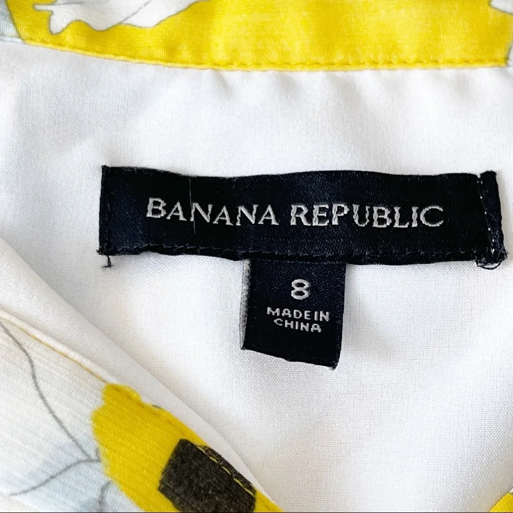 Banana Republic Size 8 Yellow Floral Long Sleeve Hi-Lo Ruffle Maxi Dress - Picture 8 of 10